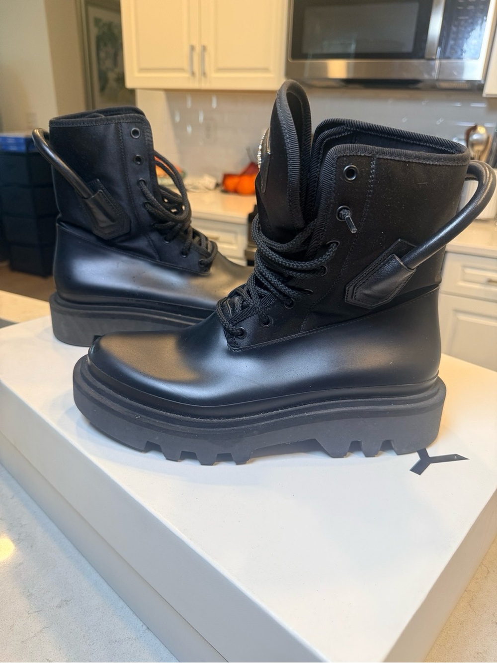 Givenchy Black Combat Rain Boots Lug Sole Size 41 - Picture 2 of 9